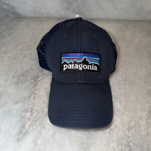 Patagonia Trucker Hat Navy Blue Snapback Mesh Back Logo Cap Adjustable